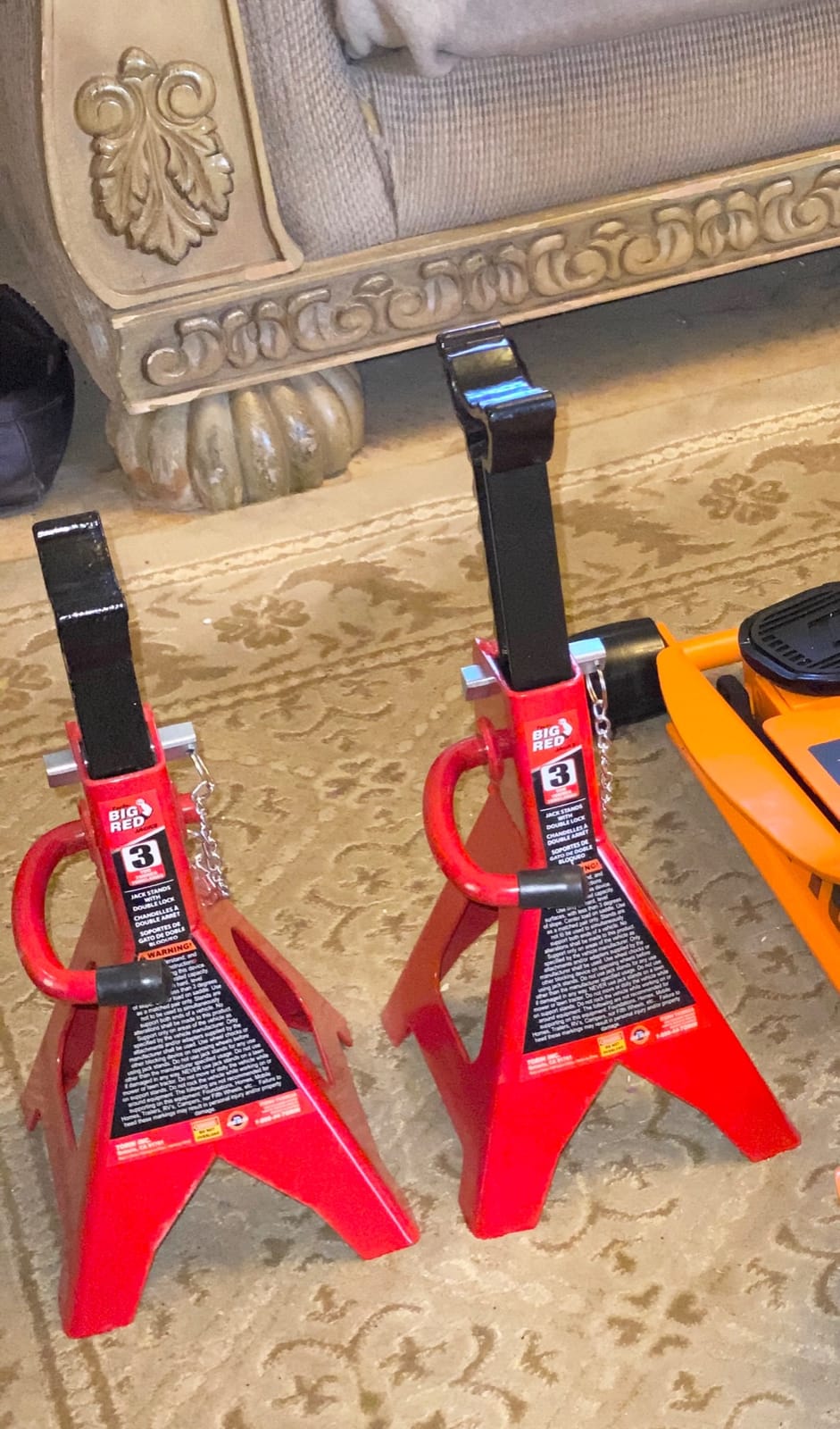 BIG RED T43002A Torin Steel Jack Stands: Double Locking, 3 Ton (6,000 lb) Capacity, Red, 1 Pair customer photo 1