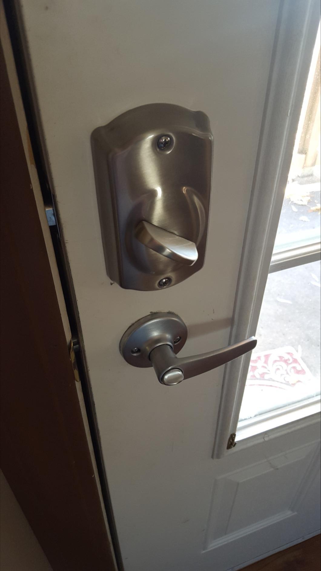 Schlage Electronic Keypad Deadbolt Lock, Camelot Trim, Satin Nickel customer photo 2