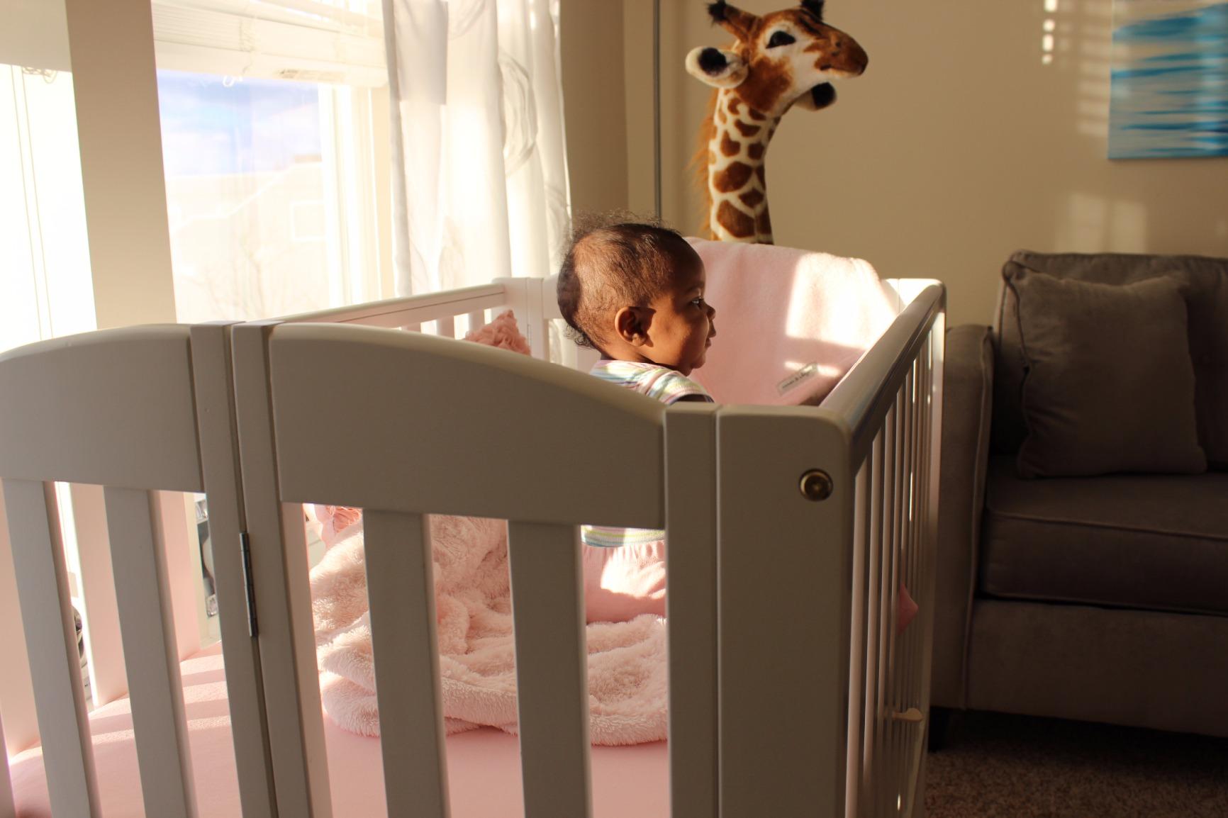Dream On Me 2-in-1 Portable Mini Crib, Non-Full Size Baby Crib for Small Spaces, 2 Mattress Heights, Compact Travel Design, Includes Mattress, GREENGUARD Gold & BSA Certified, Natural customer photo 1