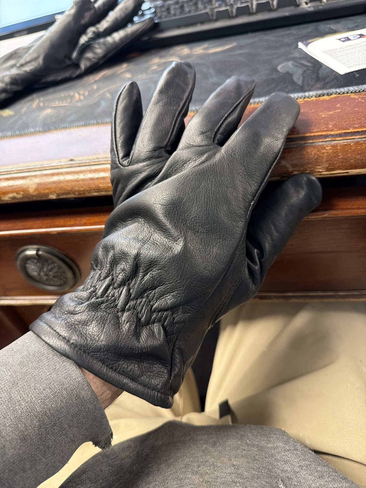 Milwaukee Leather SH734 Men's Black Thermal Lined Leather Motorcycle Gloves w/Cinch Wrist Closure customer photo 1