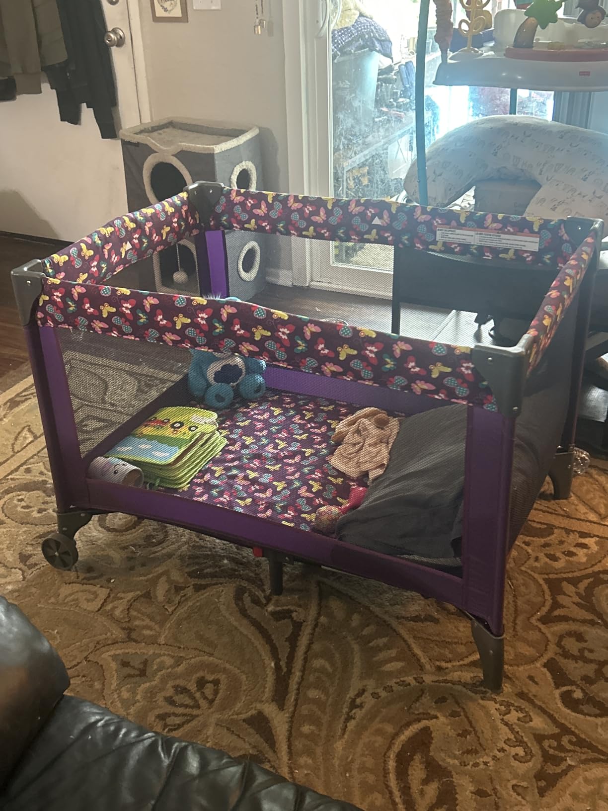 Cosco Funsport Compact Portable Playard, Lightweight, Easy Set up, Foldable Baby Playpen with Carry Bag, Butterfly Twirl customer photo 1