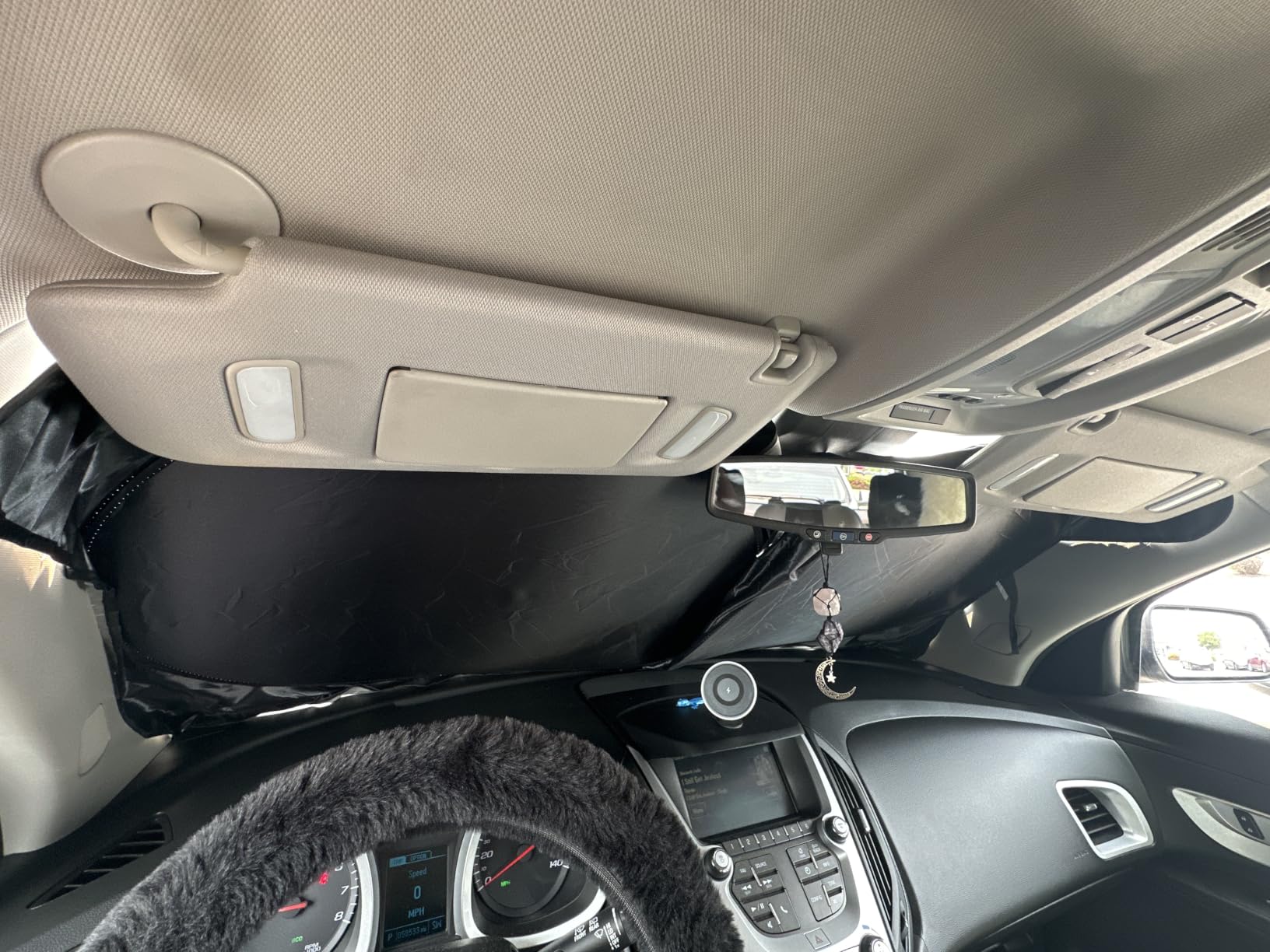 Magnelex Car Windshield Sunshade – Double-Layer Design for 2X Heat Blocking, Blocks UV Rays, Foldable Sun Shade for Cars, Trucks & SUVs, Keeps Interior Cooler, Medium (59 x 31 in) customer photo 1
