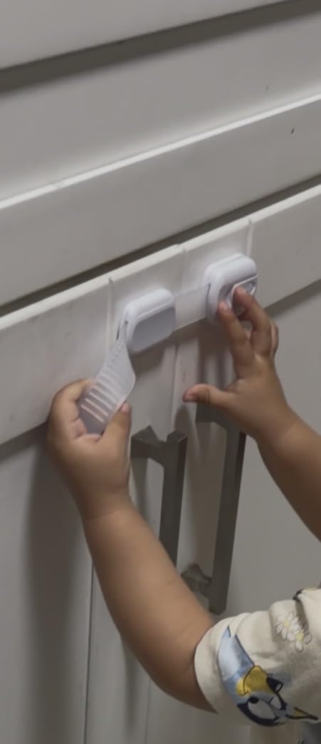 Goodv Child Safety Cabinet Locks - (10 Pack) Baby Proofing Latches to Drawer Door Fridge Oven Toilet Seat Kitchen Cupboard Appliance Trash Can with 3M Adhesive - Adjustable Strap No Drill No Tool customer photo 1