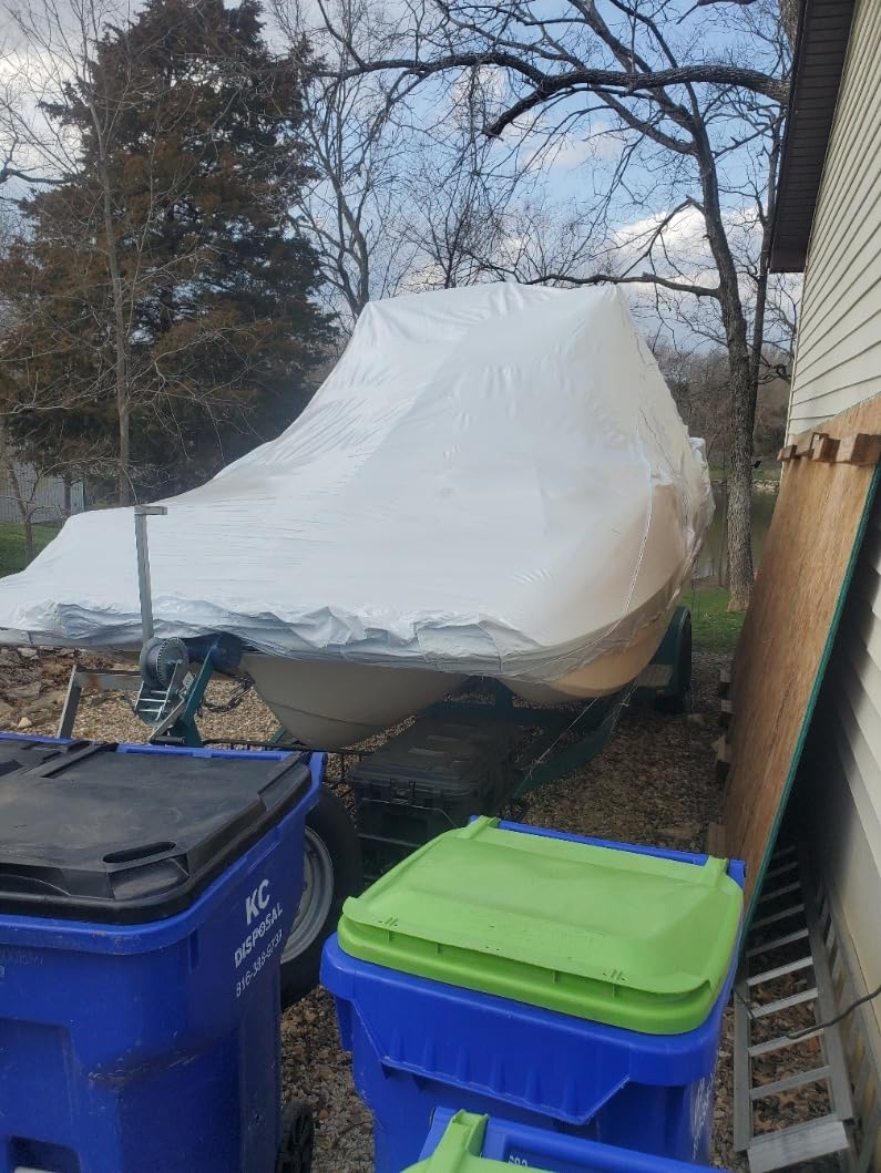 Transhield 23' - 25' Wide Bow Wake Tower Boat Cover | Covers 100% of The Boat Above The Rub Rail | UV Resistant Marine Heavy Duty Waterproof | Fits V-Hull Ski Boats (Fits Wide Bow 23', 24' & 25') customer photo 1