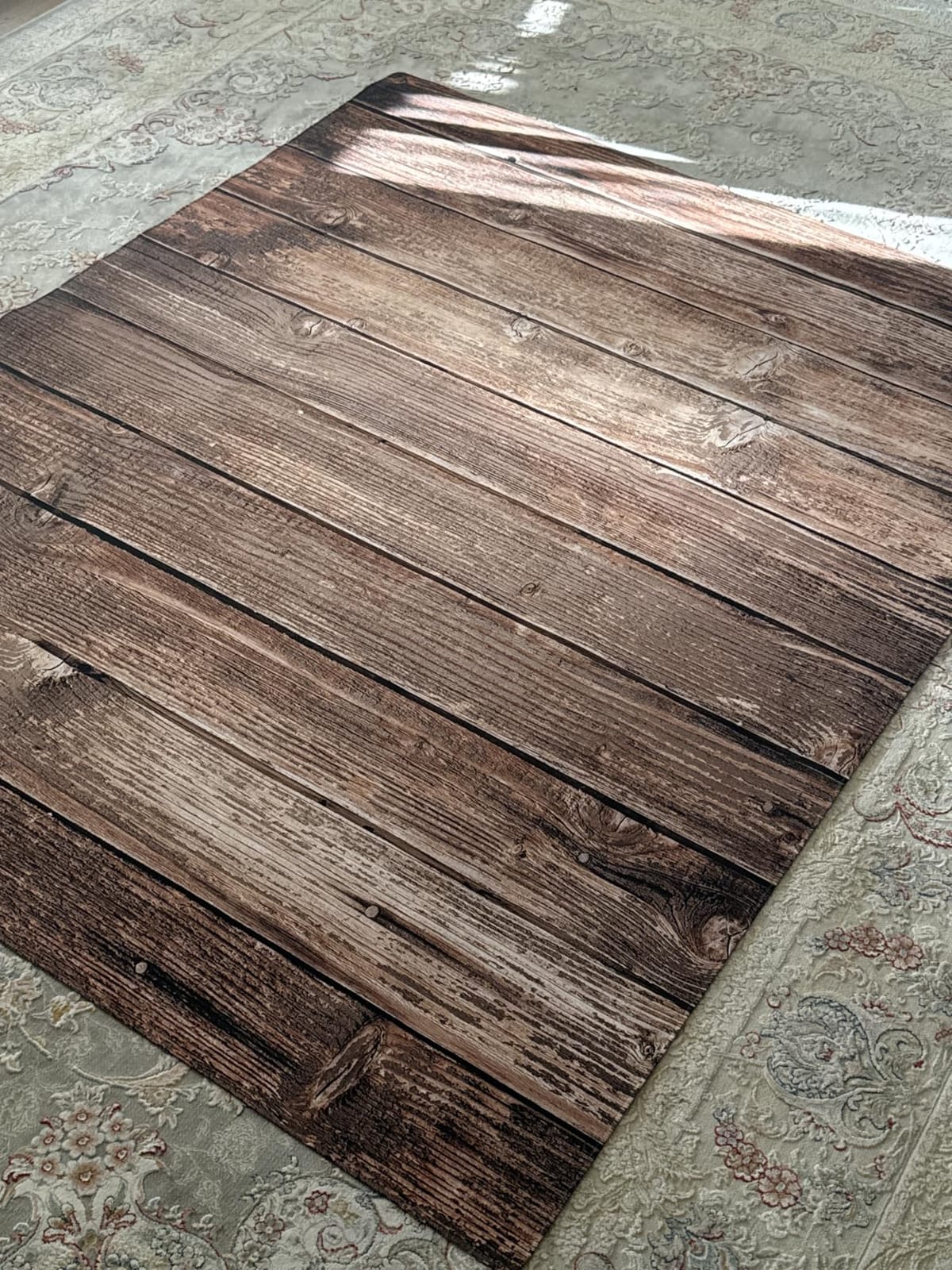 Kate Rustic Brown Wood Photography Floor Mat, Rubber Studio Floor Backdrop customer photo 1