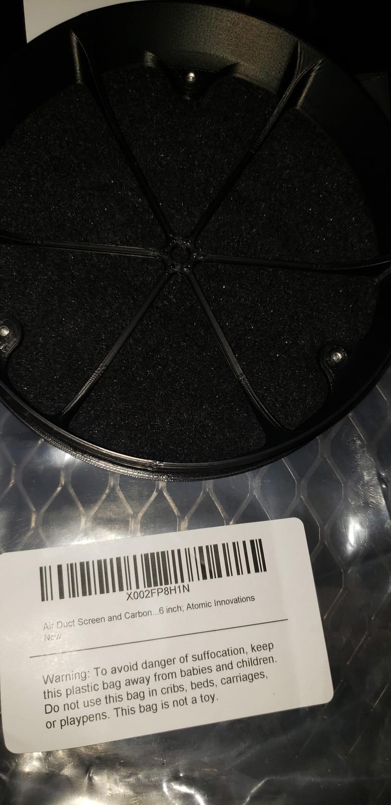 Air Duct Screen and Carbon Filter for 6 inch Air Ducts; Atomic Innovations customer photo 1