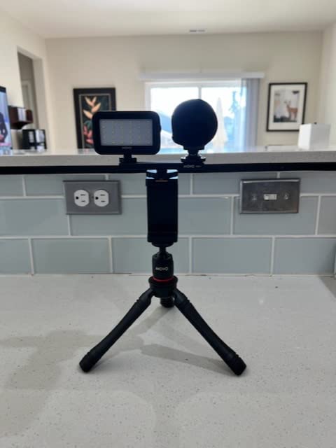 Movo iVlogger Vlogging Kit for iPhone - Lightning Compatible YouTube Starter Kit for Content Creators - Accessories: Phone Tripod, Phone Mount, LED Light and Shotgun Microphone customer photo 2