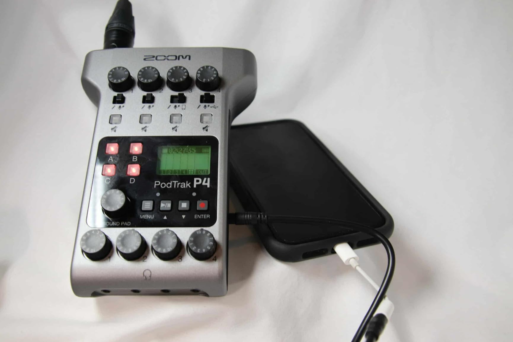 Zoom PodTrak P4 Podcast Recorder with 4 XLR Mic Inputs, 4 Headphone Outputs, Phone & USB Input for Remote Interviews, Sound Pads, 2-In/2-Out USB Audio Interface, Battery Powered customer photo 1