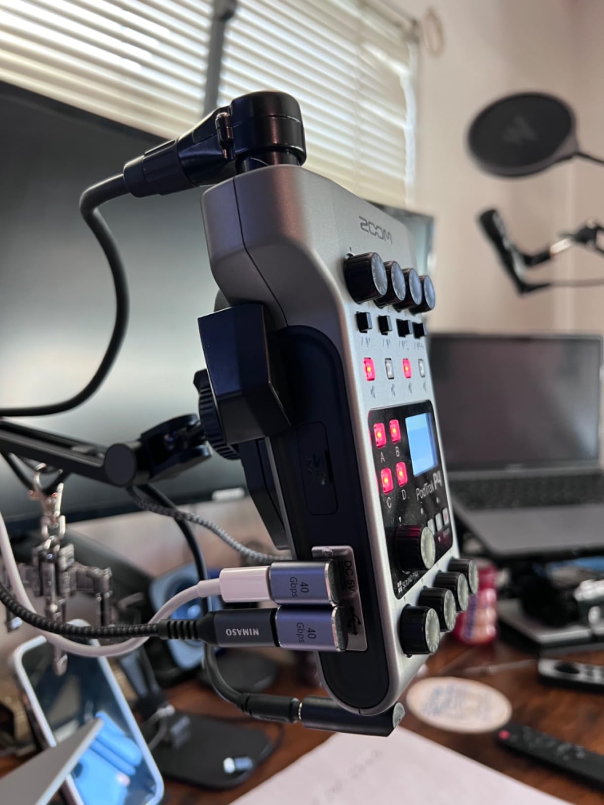 Zoom PodTrak P4 Podcast Recorder with 4 XLR Mic Inputs, 4 Headphone Outputs, Phone & USB Input for Remote Interviews, Sound Pads, 2-In/2-Out USB Audio Interface, Battery Powered customer photo 2