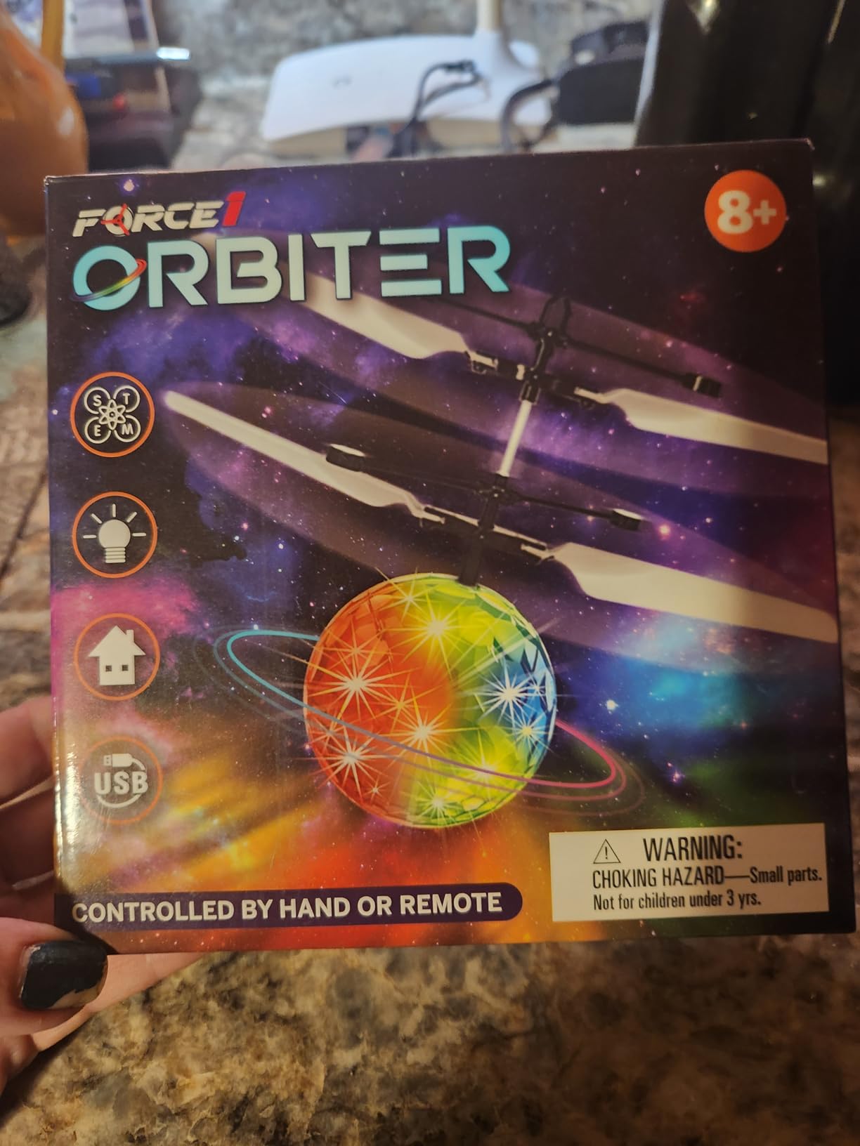 Force1 Orbiter Flying Orb Ball Toy Hand Operated Spinner Drones for Kids - Mini UFO Drone Toys with Remote, Rechargeable LED Indoor Floating Hover Hand Controlled Orb Toys customer photo 2