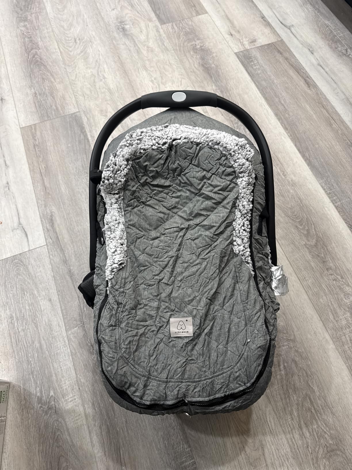 ACRABROS Car Seat Cover Baby: Winter Infant Carseat Canopy for Boy Girl Newborn, Zipper Peeping Window, Warm Cozy Cold Weather Waterproof Fitted, Heather Grey customer photo 1