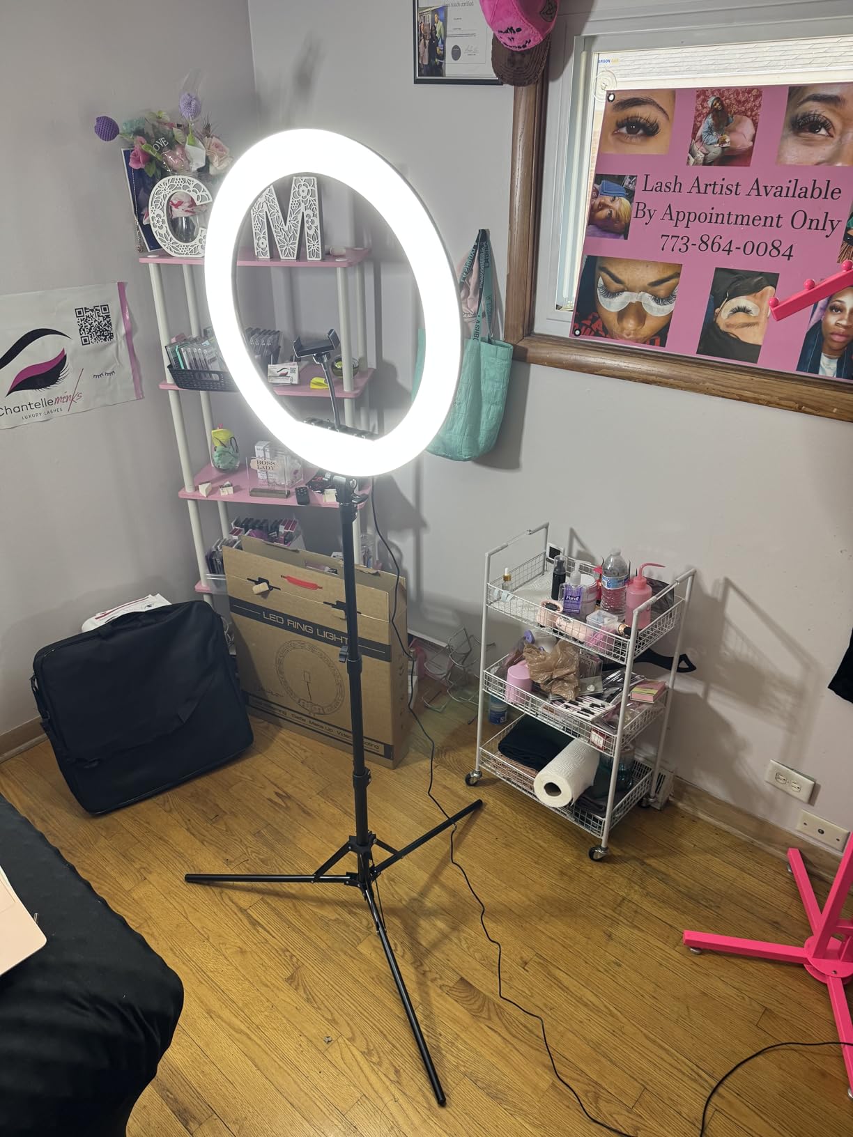 Hagibis 21 inch Ring Light with Stand Outer 55W 5600k Dimmable LED Light, Tripod Stand,and Phone Holder，Remote Controller,Carrying Bag ，CRI 97+ 2540lux, for Streaming Home Office Zoom Call Lighting customer photo 1