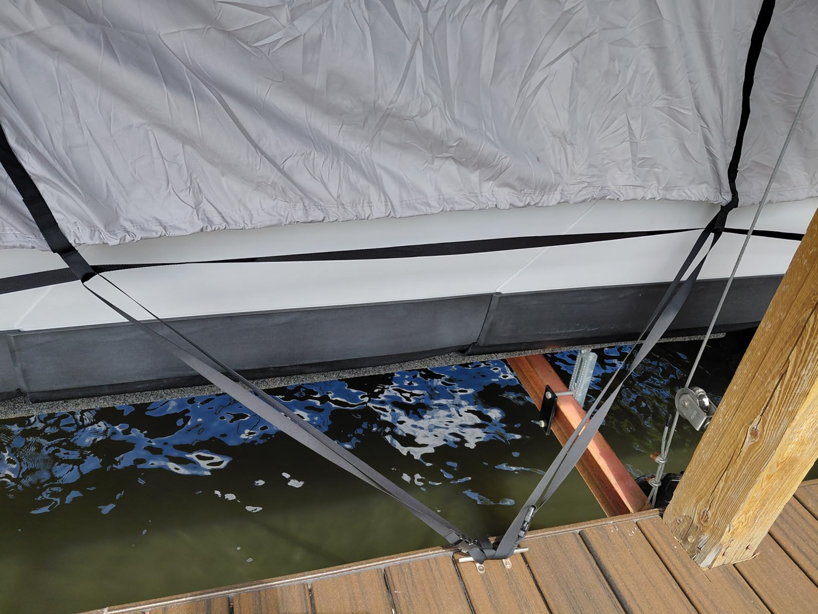 RVMasking Pontoon Boat Cover, 1400D Reinforced, Motor Cover, 21-24ft, Gray customer photo 1