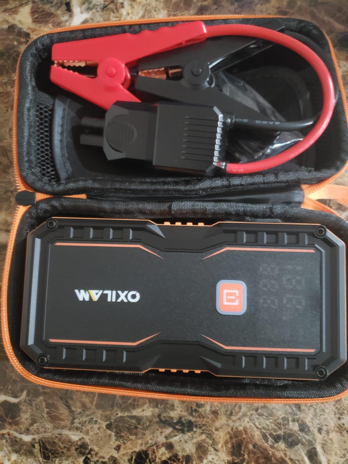 OXILAM Jump Starter 6000A for All Gas/12L Diesel, Car Battery Jumper Starter Portable, 12V Lithium Jump Box with Jumper Cables, LED Display, LED Light, Power Bank with USB, Type C Port customer photo 1