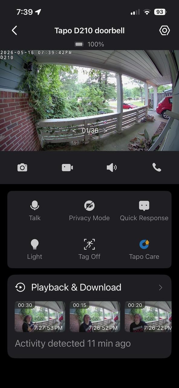 Tapo 2K Wireless Smart Video Doorbell w/Chime, 160° Ultra-Wide View, D210 customer photo 1