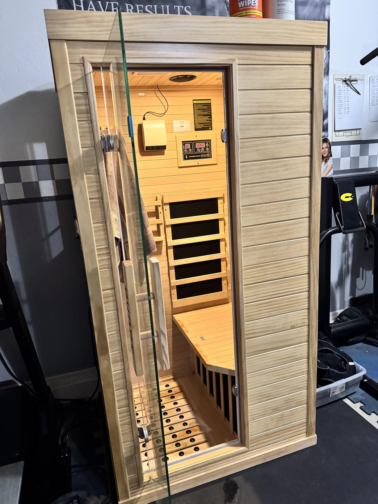 Homsido 2-3 Person Indoor Infrared Sauna, 11 Low EMF Far Infrared Carbon Panel Hemlock Wood Sauna Room Indoor Home Sauna with Tempered Glass Door,Bluetooth Speakers, Chromotherapy Lights(110V, 2100W) customer photo 2