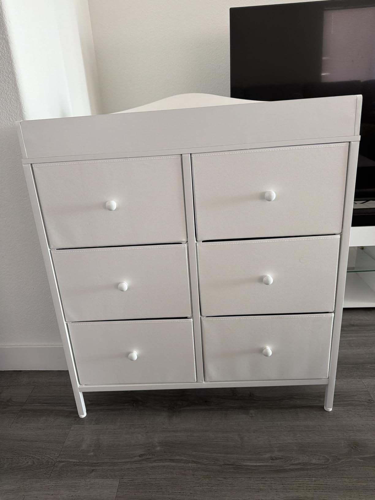 BOLUO White Changing Table Dresser with 6 Drawers Baby Dresser with Changing Table Top Diaper Changing Station with Storage for Nursery Modern customer photo 2