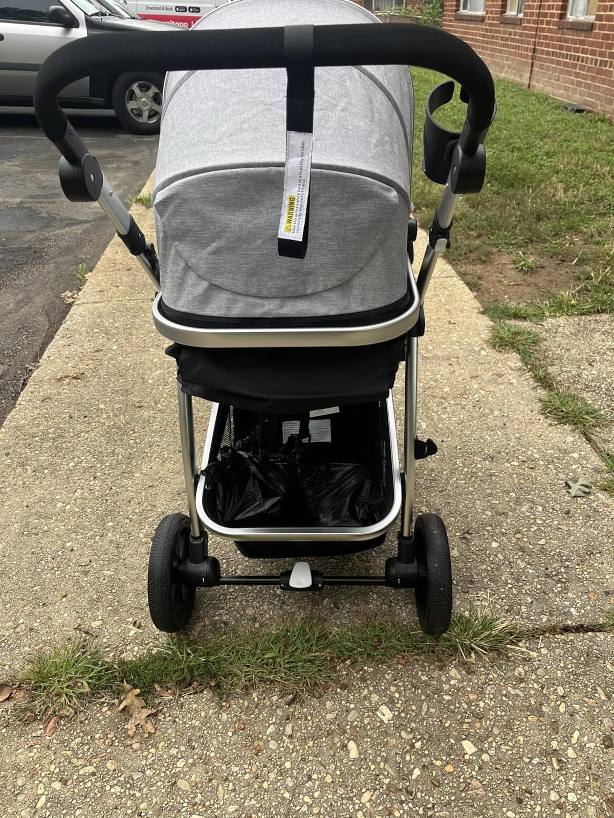 Baby Stroller, 2-in-1 Reversible Toddler Seat with Lie-Flat Mode, Foldable Infant Stroller with Canopy, One Button Brake, Adjustable Handle, Newborn Pushchair (Black B) customer photo 1