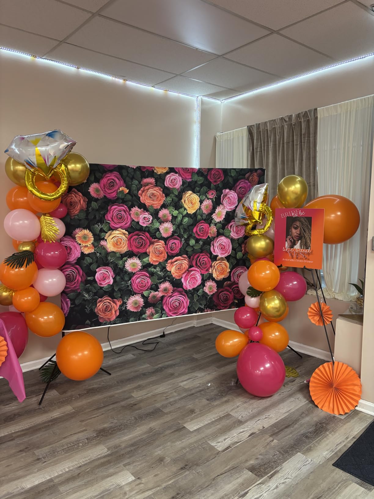 7X5ft Floral Backdrop for Photography Valentine's Day Backdrop Wedding Backdrops Spring Flower Photography Backdrop Mother's Day Backdrops for Photographers Studio Props 049 customer photo 2
