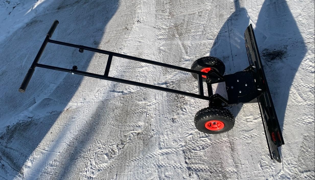 Goplus 36” Wide Snow Pusher, Heavy-Duty Metal Snow Shovel with Wheels customer photo 1
