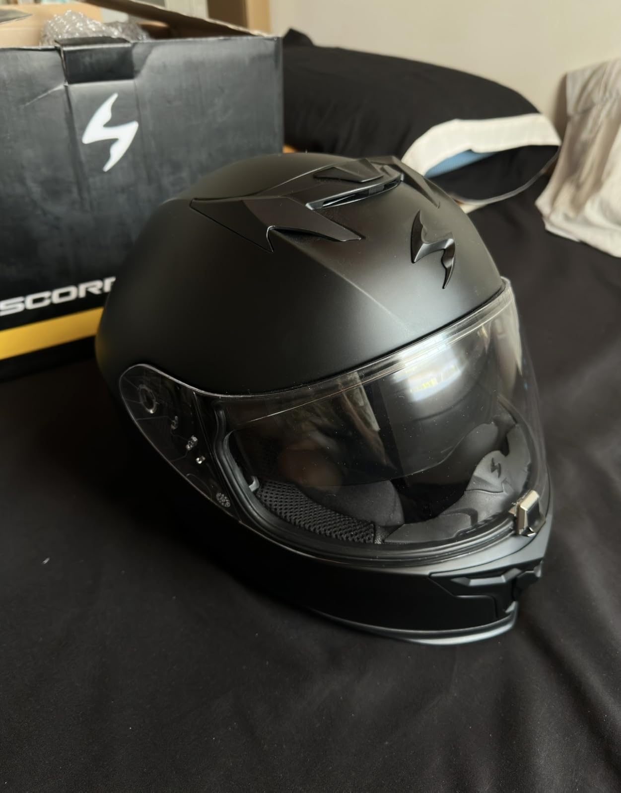 ScorpionEXO T520 Full Face Touring Motorcycle Helmet with Bluetooth Ready Speaker Pockets DOT ECE Approved Nama-Shimi (Black/Chameleon - Medium) customer photo 1
