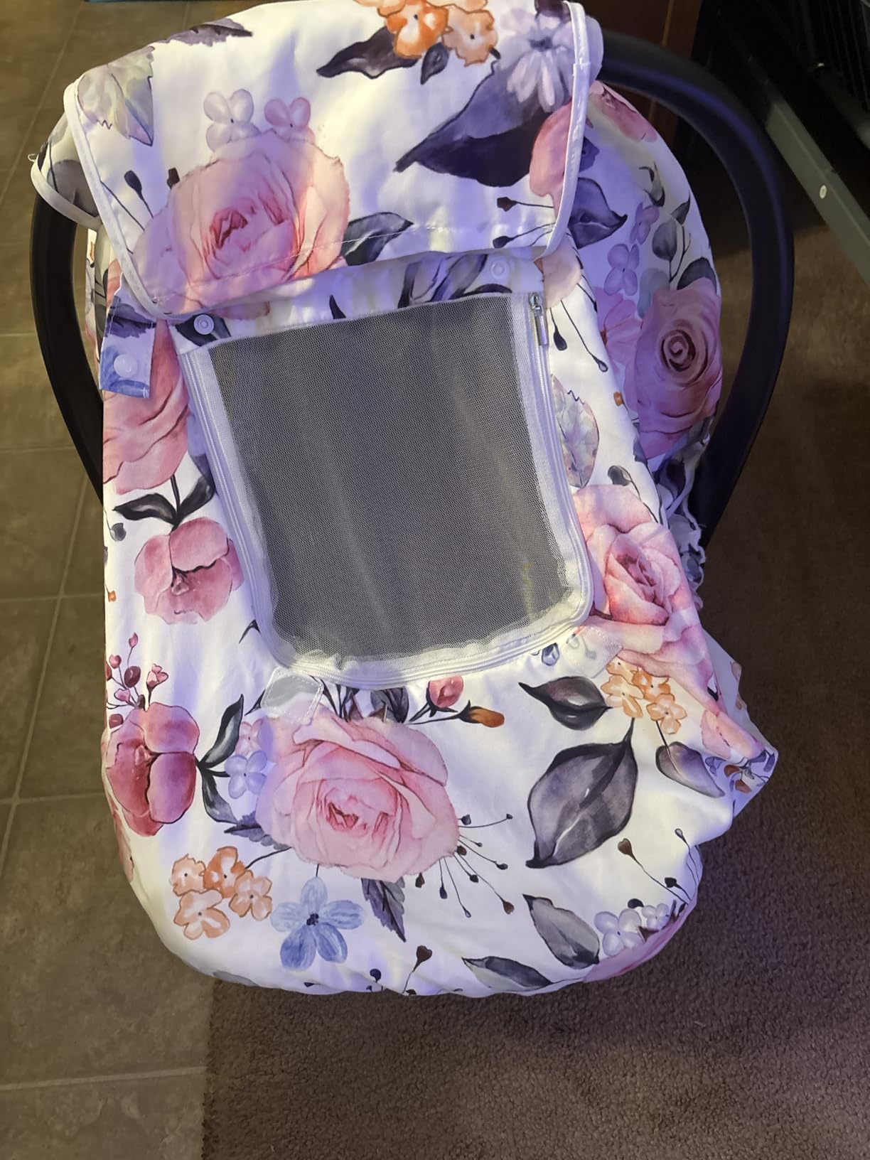 Pea Pod Winter Car Seat Cover for Baby, Infant Car Seat Canopies Cover for Newborn, Warm Plush Fleece Inner Protect Baby from Cold Wind, Stylish Floral customer photo 1