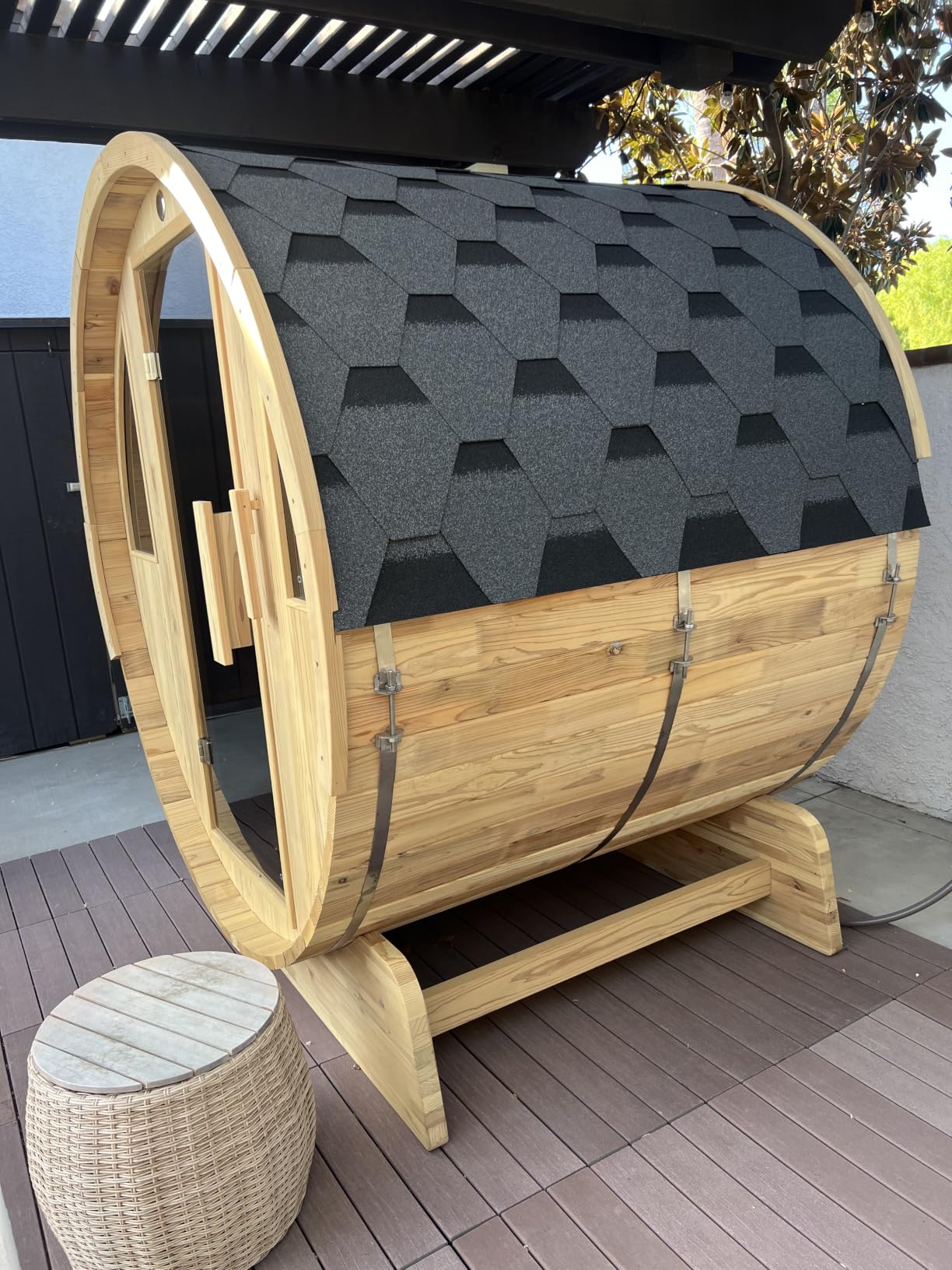 Premium 4 Person Cedar Barrel Sauna for Outdoor Backyard customer photo 1