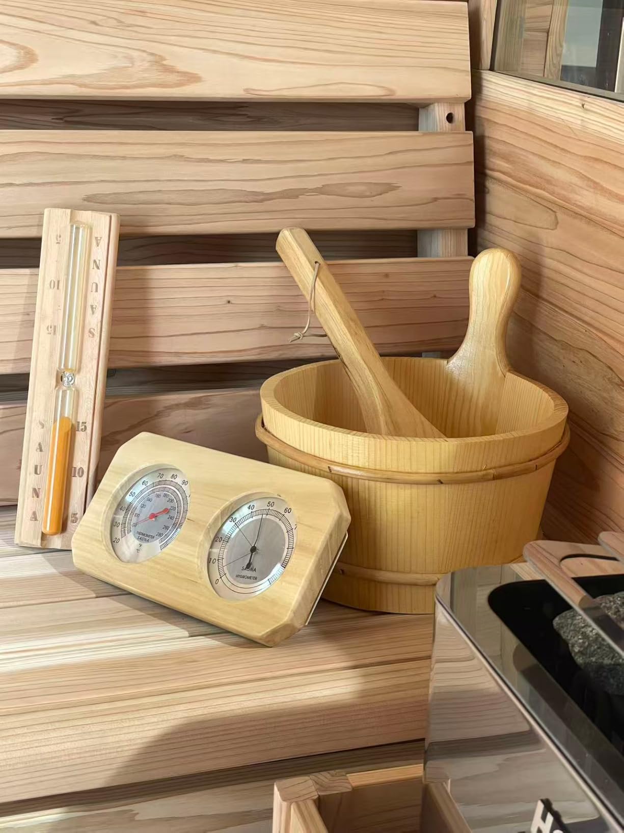 Premium 4 Person Cedar Barrel Sauna for Outdoor Backyard customer photo 2