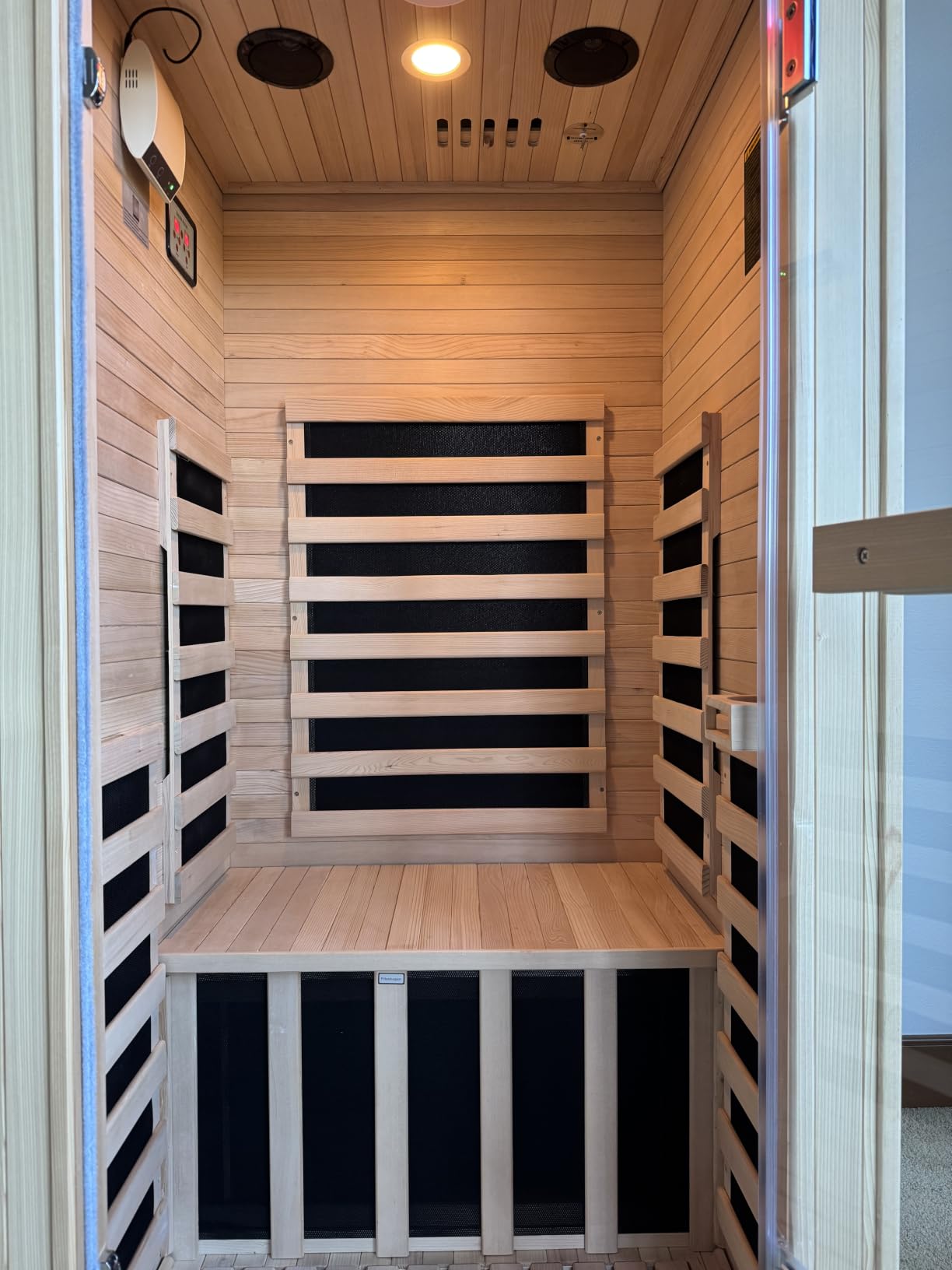 Aoxun Outdoor Barrel Sauna, 4-6 Person Traditional Solid Wood Sauna, Dry＆Steam Sauna with Sauna Stove, 220V/6KW Electric Heater, Sauna Stone customer photo 2